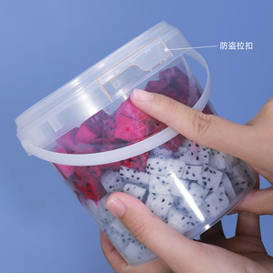 Food Grade <b>Plastic</b> Bucket Round Sealed Thickened 350ml 4L Transparent For Fruit Storage <b>Packaging</b> - Product Image 1