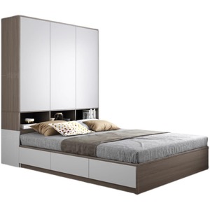 Juegos de muebles de dormitorio completo de apartamento de Hotel moderno a un precio competitivo de fábrica Panel de madera Cama de almacenamiento Armario Mesa auxiliar - Product Image 2
