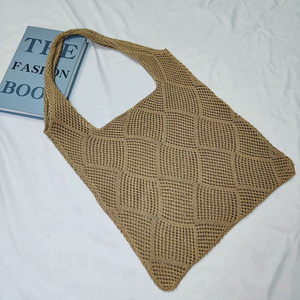 Sac fourre-tout en tricot pour femmes épaule été sacs à provisions Crochet maille <span class=keywords><strong>plage</strong></span> fourre-tout épaule sacs à main tricot creux sac d'été - Product Image 6