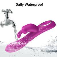 Silikon 2-in-1 Kaninchenvibrator für Frauen mit 10 Vibrationsmodi Zungenleckfunktion Rosenrot 100% Wasserdicht USB-Aufladbar