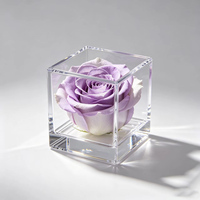 Boîte cadeau élégante carrée en acrylique transparent, boîte de présentation pour bouquet floral, conteneur de rangement, boîte de présentation en acrylique, boîte cadeau pour bouquet de fleurs