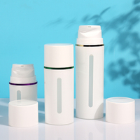 Flacon pompe sans air avec fenêtre transparente, anneau coloré, multi-capacités, emballage sous vide en PP pour lotion et sérum, usine OEM ODM