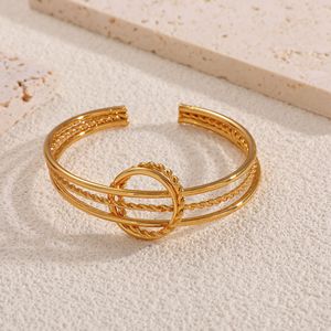 Bracelet ouvert en nacre plaqué or euro-américain, élégant et tendance, vente en gros de bijoux - Product Image 3