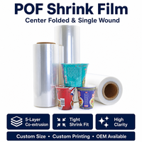 Film rétractable POF haute performance, qualité alimentaire, résistant à l'humidité, transparent, brillant, pour emballage souple en rouleau, usage domestique