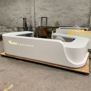 In America di Stile di Disegno Rotondo S Forma di <span class=keywords><strong>Pietra</strong></span> Bianco Reception <span class=keywords><strong>Salone</strong></span> di Bellezza <span class=keywords><strong>con</strong></span> Logo LED - Product Image 1