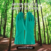 Gants en nitrile non supportés verts de 15 mil avec doublure en coton à prise diamantée surélevée, doublure en coton, application de travail de sécurité, taille XL