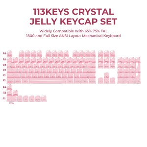 คีย์แคป XVX แบบเจล พิมพ์ลายด้านข้าง สีชมพู โปรไฟล์ OEM สำหรับเล่นเกม 113 ปุ่ม PBT คีย์บอร์ดแบบกลไก ภาษาอังกฤษ ญี่ปุ่น เกาหลี แบบกำหนดเอง - Product Image 2