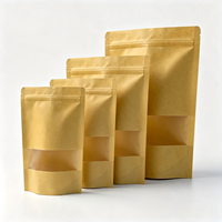 Sacs d'emballage Doypack en papier kraft brun refermables avec fermeture éclair, thermoscellables, pour le stockage alimentaire
