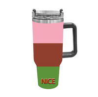 Mug de voiture à couvercle rabattable 40oz, motif drapeau de l'identité thématique Gynesexual arc-en-ciel, idéal pour les voyages de courte durée, les fêtes de loisirs à domicile