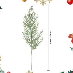 Vente directe d'usine, branche de pin artificielle verte 35 cm, fleur en soie, couronnes DIY, artisanat de Noël - Product Image 4