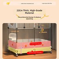 Cage à oiseaux d'intérieur grande taille en acrylique transparent, directement de l'usine, volière anti-éclaboussures avec roues, espace de rangement, maison de jeu, boîte en vrac