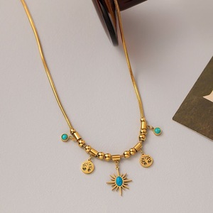 Collana con Ciondolo Albero della Vita e Sole MECYLIFE in Acciaio Inossidabile, Stile Etnico Vintage con Accento in Turchese, Gioielli per Donne - Product Image 6