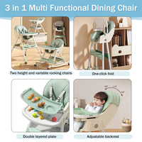Chaise haute convertible 3-en-1 Clafbebe pour tout-petits, chaise haute pour bébé, chaise de repas pliable en plastique pour bébé