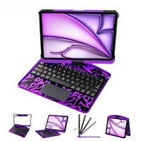 Teclado Transparente Luminoso para iPad con Funda Giratoria de 360° en Color Único para iPad Pro de 11 Pulgadas, iPad Air de 10.9 Pulgadas, M3 2025