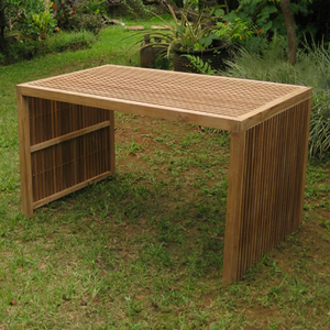 Mesa de Comedor Moderna de Teca para Exteriores con Listones Pequeños para Uso en Patio VDT 031 - Product Image 1