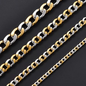 Chaîne cubaine en acier inoxydable pour hommes, collier long rétro avec pendentif, couleur argent et or, pour hommes et femmes, bijoux à la mode - Product Image 3