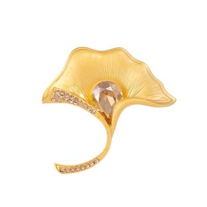 Broche de Cristal Vintage Personalizado em Forma de Folha de Ginkgo, Elegante para Acessórios de Vestuário Feminino - Product Image 6