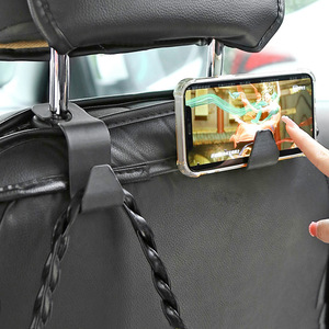 <b>Car</b> Headrest <b>Hook</b> Plastic Single <b>Hook</b> For Rear Seat Phone Holder With Storage Pocket - Product Image 1