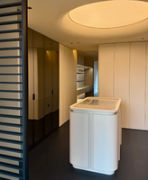 Dressing sur mesure minimaliste avec îlot de rangement intégré et tiroirs à fermeture douce pour toute la maison