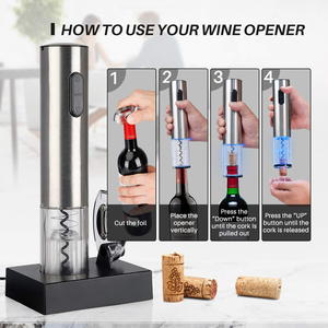 Abridor de vino eléctrico, sacacorchos eléctrico automático recargable para botellas de vino con cortador de papel de aluminio - Product Image 6