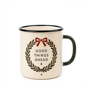 Outdoor <b>Camping</b> Iron Enamel Coffee Mug Bulk Supply Vintage Wreath Print Metal Teacup Portable Shatterproof Drinking Mug - Product Image 1