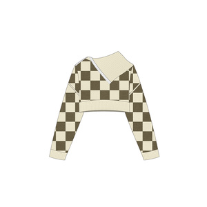 <span class=keywords><strong>Pull</strong></span> en maille asymétrique à <span class=keywords><strong>col</strong></span> <span class=keywords><strong>roulé</strong></span> pour <span class=keywords><strong>femme</strong></span>, motif écossais, coupe oversize, avec boutons, décontracté, court, pour l'hiver - Product Image 4