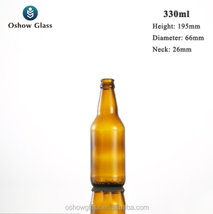 OSHOW Vente en gros 330ml 330cc Bouteilles de bière en verre ambré Bouteille de soda à long col avec couvercle couronne pour vin Verre vide transparent - Product Image 4