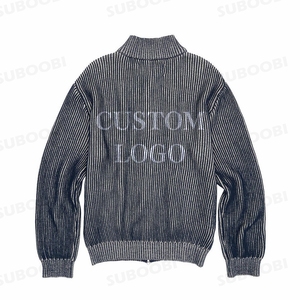 Cardigan <span class=keywords><strong>Jacquard</strong></span> in maglia di lana lavorata a maglia in maglia di cotone con Zip su <span class=keywords><strong>maglieria</strong></span> oversize maglione taglie forti uomo - Product Image 2