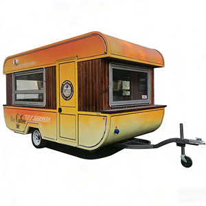 Carrito de Comida y Café Comercial con Paneles de Madera y Acabado Naranja Amarillo para Uso en Exteriores - Product Image 1
