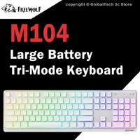 Clavier sans fil M104 RGB Tri-mode, batterie de 4000 mAh, 104 touches, ultra-plat, membrane silencieuse, compatible Windows