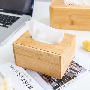 Bamboo Tissue Box <b>Rectangle</b> Minimalist Design For Living Room Desktop Storage - Product Image 2
