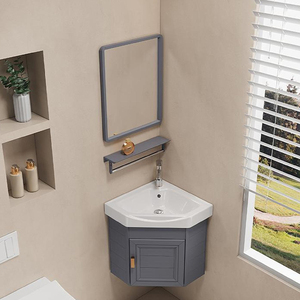 Moda moderna piccola appesa a parete mobili da bagno con specchio luminoso lavabo in ceramica carcassa in melamina - Product Image 3