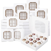 Boîtes cadeaux vides pour chocolats à 16 compartiments avec fenêtre transparente, boîte à bonbons et truffes en papier, emballage pour Mithai indien pour les cadeaux de Diwali