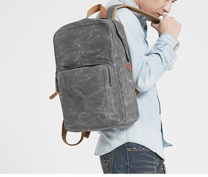 Sac à dos vintage en cuir pour voyage, antivol, résistant à l'eau, décontracté, en toile lavée pour homme - Product Image 5