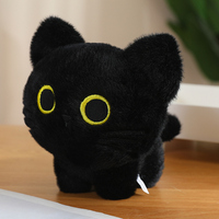 Peluche chat noir Kawaii, jouet en peluche chat noir debout avec de grands yeux, animal en peluche mignon, cadeau d'anniversaire ou d'Halloween pour enfants