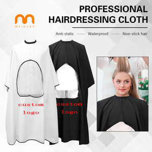 Cape de coiffure Masterlee populaire avec logo personnalisé, imperméable, en polyester, pour salon de coiffure, adulte, avec fenêtre en <span class=keywords><strong>PVC</strong></span> - Product Image 1