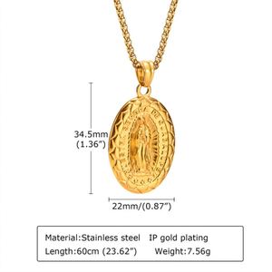 Hot Sale Products Stainless Steel <b>Men</b> <b>Necklace</b> Virgin Mary Oval Pendant <b>Necklace</b> - Product Image 3