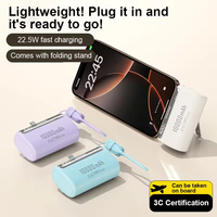 Vente en gros de mini-batteries externes 10000mAh OEM, portables, à charge rapide 20W, avec écran LED et support, chargeur mobile externe