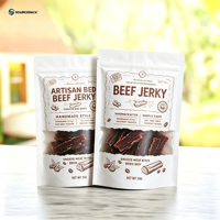 Bâtonnets de bœuf séché faible en gras, collations saines de viande séchée, emballage personnalisé pour bâtonnets de bœuf séché, sachet refermable pour collations de viande séchée moelleuse