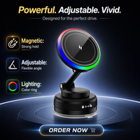 Support de téléphone magnétique sans fil IBD IBD-DX92 15W avec chargeur rapide Type-C PD, fixation réglable et anneau lumineux LED OEM