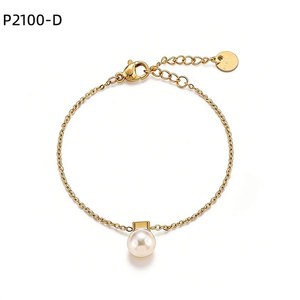 Amy Amy Pearl <b>Bracelet</b> 925 Silver Faux Pearl Round White Minimalist Chain Link Women's Everyday Wear - Product Image 3