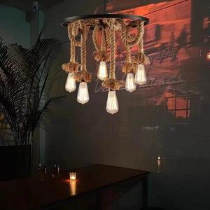 6 lumières industrielles vintage chanvre corde <span class=keywords><strong>lustre</strong></span> cordes lustres lumière luxe moderne <span class=keywords><strong>lustre</strong></span> vintage - Product Image 6