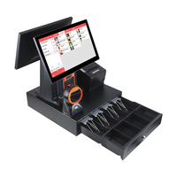 Caisse enregistreuse POS tout-en-un, écran tactile capacitif 15,6 pouces, système POS Windows Intel I5 avec imprimante thermique pour restaurant