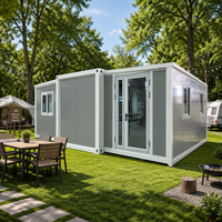 Maison mobile 20 pieds à double aile extensible, respirante, moderne, avec toit en pignon, maison-conteneur, résistante au vent et à l'eau, bureau