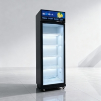 Réfrigérateur vertical commercial 400L en acier inoxydable 201, sans givre, pour boissons, avec porte verrouillable et affichage numérique