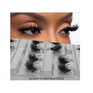 Natural eyelashes wholesale 5d fluffy full strip faux mink eyelashes black cotton band false eye lashes