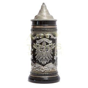 Tazas de <span class=keywords><strong>cerveza</strong></span> de cerámica con logotipo en relieve personalizado OEM American Eagle con tapa Gerzit grande 1 litro 1000ml Vintage Tankard German Steins - Product Image 6
