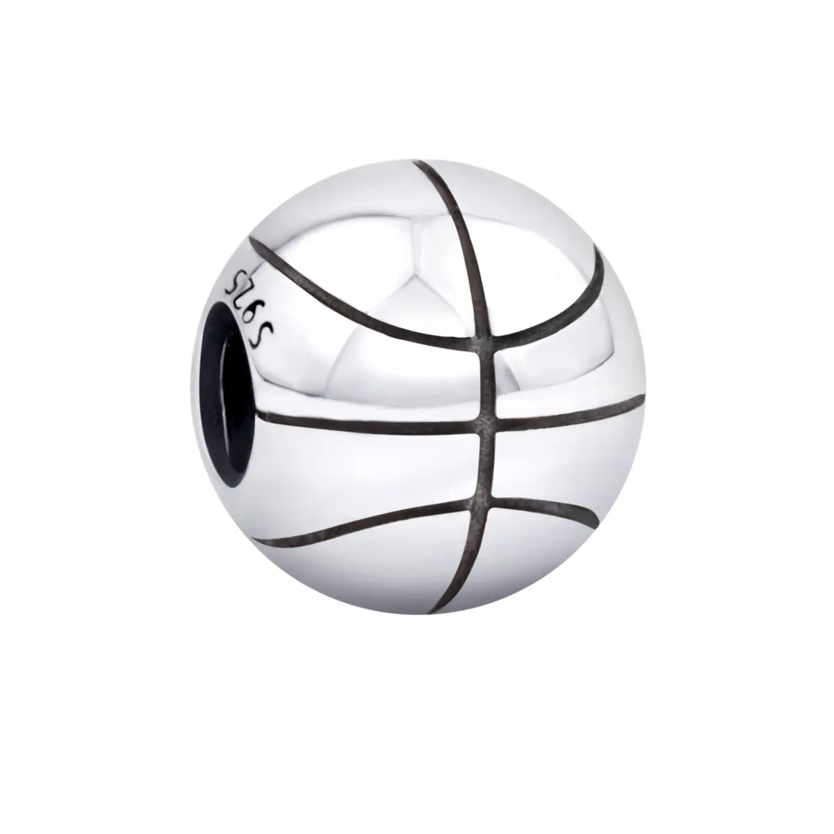 Cross-border supply Basketball beads gift big hole beadss925Silver bracelet string ornament personality scattered beads