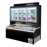 Congélateur Vitrine Verticale Combiné Double Température Commercial avec Congélation Supérieure et Inférieure, Configuration Maître-Esclave