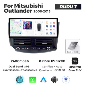 MEKEDE DUDU7 A7870 Car-play Auto, Pantalla de Radio para Auto Android de 12.3 Pulgadas con Resolución de 2400*896 para <span class=keywords><strong>Mitsubishi</strong></span> Outlander 2008-2015 - Product Image 1